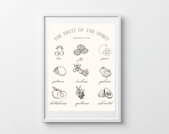 Fruit of the Spirit Scripture Wall Art • Galatians 5:22-23 Christian Nursery Print