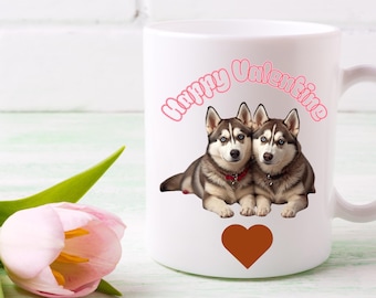 Husky Valentine Wall Art Print, Husky Valentine T-Shirt, Husky Valentine Mug