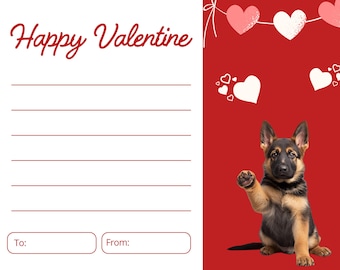 German Shepherd Valentine Card Printable | GSD Dog Lover Gift | Greeting Card