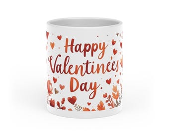 Happy Valentine's Day Mug | Floral Hearts Valentine Coffee Cup