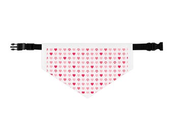 Pink Heart Pattern Pet Bandana Collar | Valentine Dog Scarf