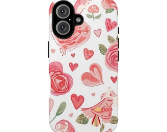 Watercolor Roses and Hearts Phone Case | Tough Case