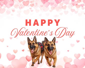German Shepherd Couple Valentine Card | 2 Versions Included | GSD Printable