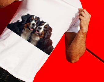 Bernese Mountain Valentine's Day Wall Art, Dog Couple Portrait, Lab Lover Gift, Digital Download, Printable Dog Decor