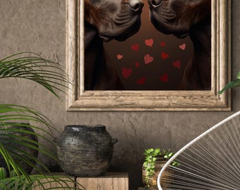 Great Dane Valentine Wall Art Mug T-Shirt Design, Digital Download, Dog Lover Gift, Great Dane Mom, Pet Portrait Print, Instant Download