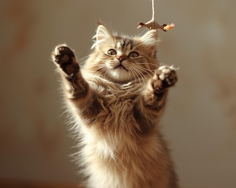 Playful Kitten Art Print | Orange Tabby Cat (Digital Download)