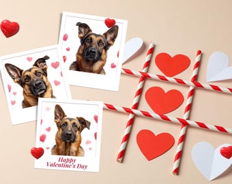 German Shepherd Valentine Photo Set | 15 Polaroid Style Prints | GSD Wall Art Bundle