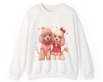 Vintage Poodle Couple Sweatshirt | Cute Retro Dog Illustration