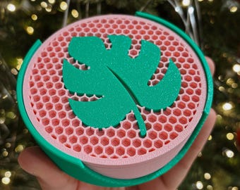 MONSTERA LEAF COASTERS | 3D Printed Set with Holder | Tropical Plant Lover | Housewarming | Christmas Gift