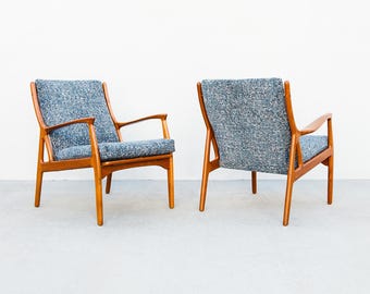 Restored 1960s Danish Teak Lounge Chairs by Erik Andersen & Palle Pedersen for Horsnaes