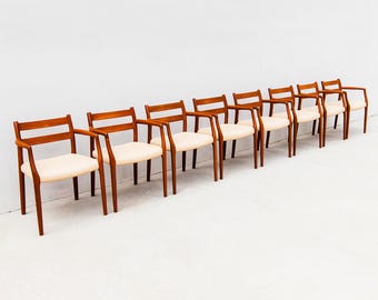 Restored Niels Moller Model 67 Danish Modern Dining Chairs in Teak & Leather