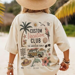 Custom Family Vacation Shirt Personalized Vacation Club Tee, Matching Family Beach Trip Shirts 2026, Comfort Colors Summer Travel Shirt image 1