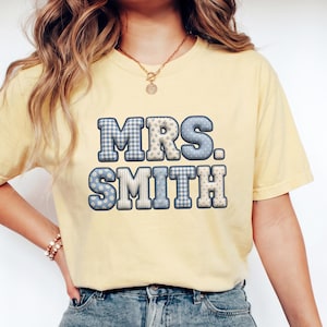 Personalized Teacher Shirt, Custom Last Name Comfort Colors Tee, Floral Patchwork Back to School Gift, Teacher Appreciation