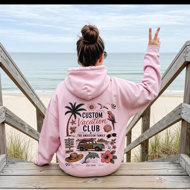 Custom Family Vacation Shirt Personalized Vacation Club Tee, Matching Family Beach Trip Shirts 2026, Comfort Colors Summer Travel Shirt image 3