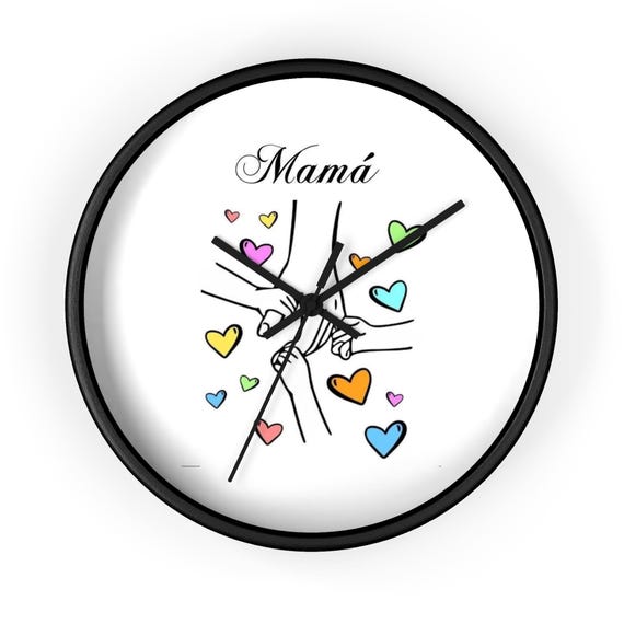 Mom hand-holding hearts Wall Clock | Motherhood family love kitchen decor