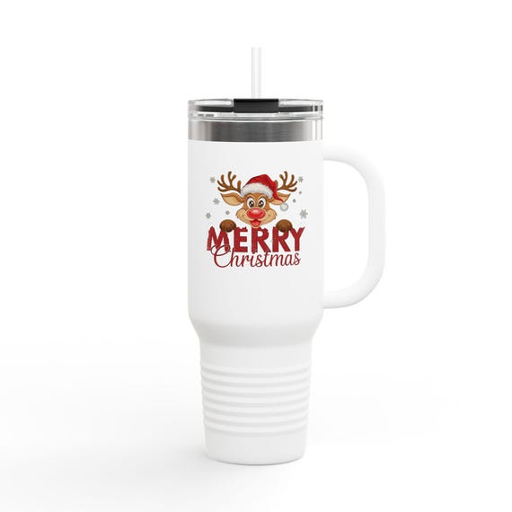 Merry Christmas Reindeer 40oz Travel Mug | Insulated Tumbler