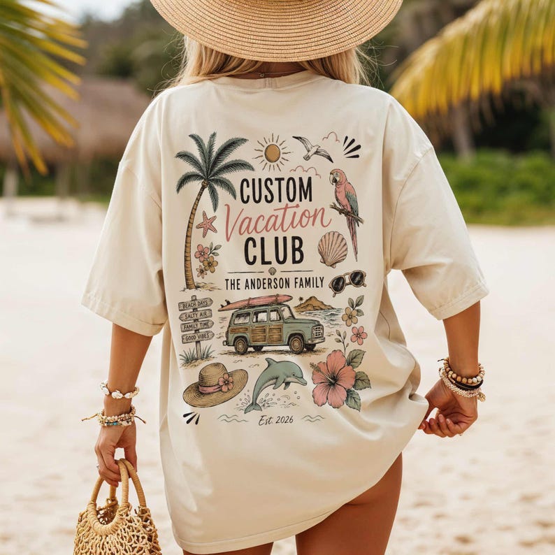 Custom Family Vacation Shirt Personalized Vacation Club Tee, Matching Family Beach Trip Shirts 2026, Comfort Colors Summer Travel Shirt image 1