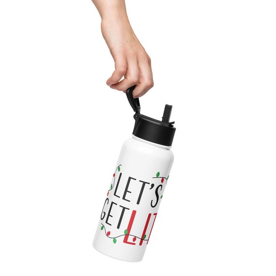 Stainless steel bottle with straw lid
