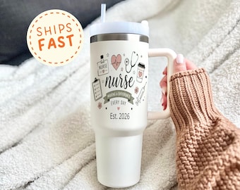 Nurse Tumbler 40 oz, Nurse Graduation Gift 2026, RN Appreciation Cup, Nursing School Gift, Making a Difference Travel Mug