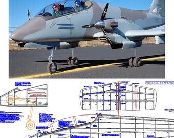 Planos RC IA-58H Pucara Fenix escala 1/7 (pdf/dxf)