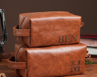 Personalisierte Leder Kulturtasche - Kulturbeutel für Männer
