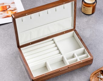 Personalisierte Walnuss Schmuckschatulle - Hochzeit Brautjungfer Geschenk für Sie