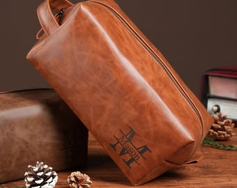 Personalisierte Leder Kulturtasche - Maßgeschneidertes Reise-Dopp-Kit für Ihn