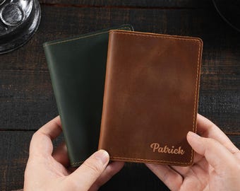 Individuelle Leder Passhülle - Personalisierte Reisebrieftasche für Pass & Tickets