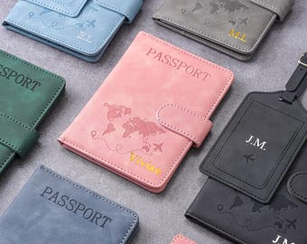 Personalisierter Passhalter & Gepäckanhänger Set, RFID Reisegeschenk zum Muttertag