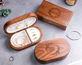Individuelle Schmuckschatulle aus Holz zum Abschluss - Graviertes Namensgeschenk für Tochter, Freundin oder bestandenen Abschluss