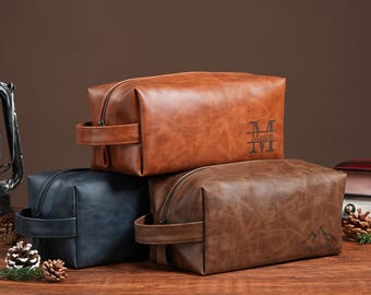 Personalisierter Kulturbeutel aus Leder für Ihn - personalisiertes Reise-Dopp-Kit