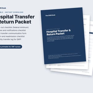 Hospital Transfer Checklist for Nursing Home | SNF Readmission Checklist | Bed Hold Notice | SBAR Transfer Form | LTC Nurse Printable