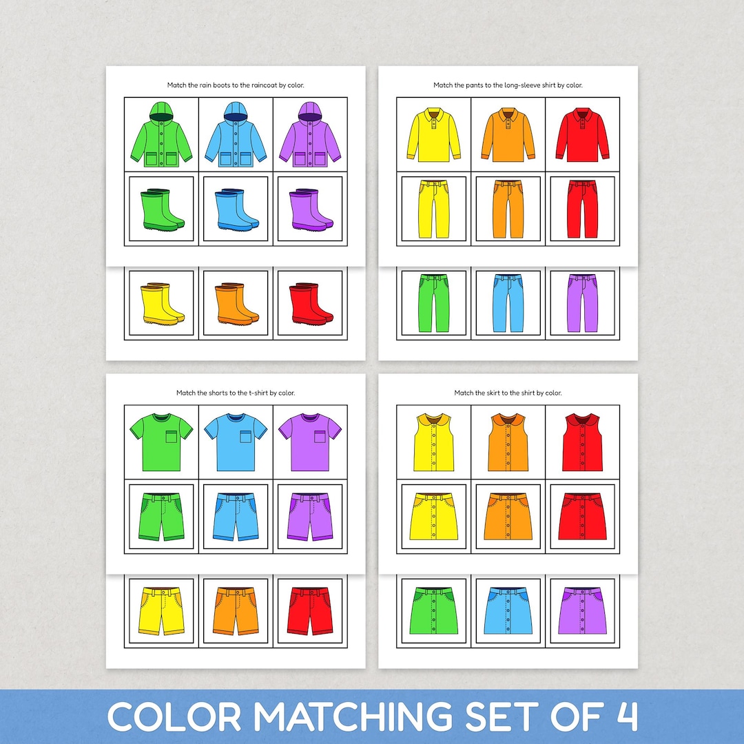 Outfit Color Matching Printable for Early Learners - Focus, Fine Motor ...