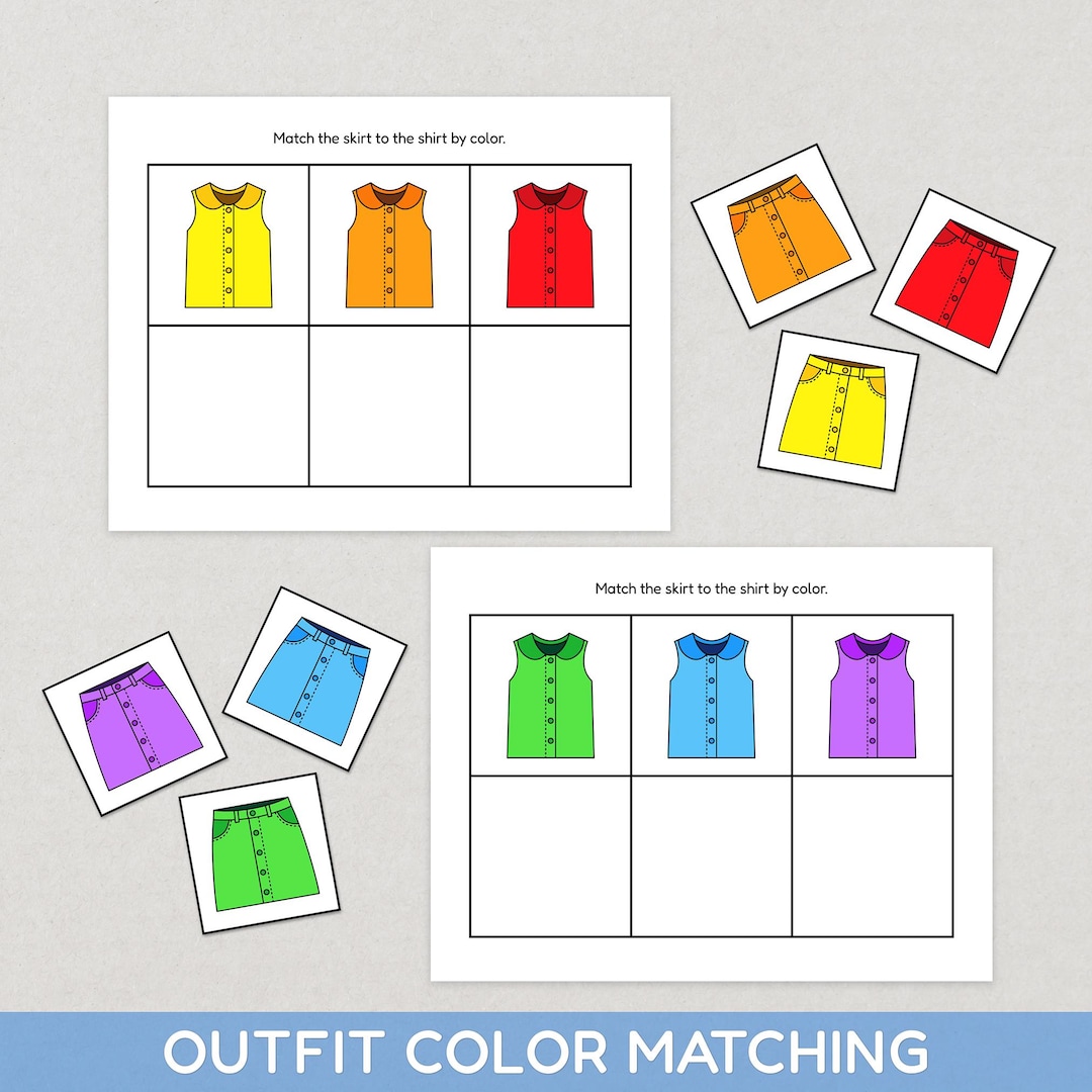 Learn Colors With Simple Outfit Matching Activity: Printable Worksheet ...