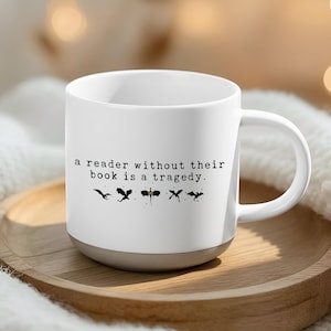 Vierde vleugel Een lezer zonder hun boek is een tragedie Mok, leesgrage mok, fantasielezer koffiekopje cadeau, cadeau voor fans van de vierde vleugel