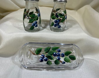 Blueberry Butter Dish with Salt Pepper Set