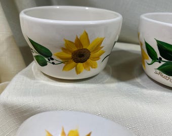 Set of 4 Small Sunflower Soup or Dessert Bowls
