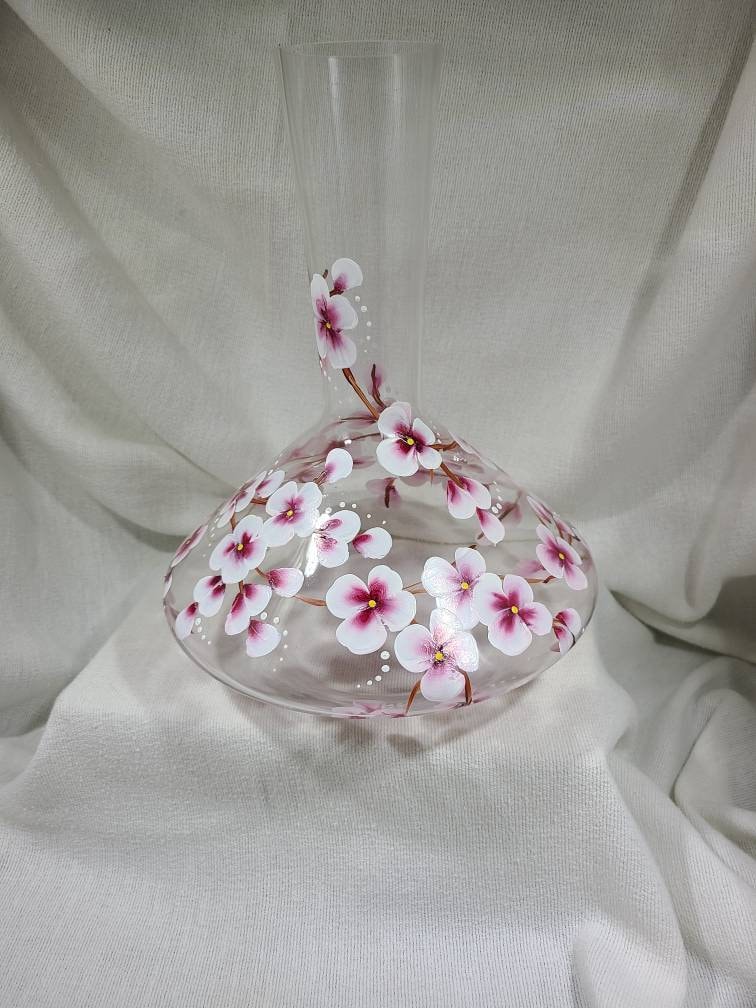 Cherry Blossom Wine Decanter Hand Painted 