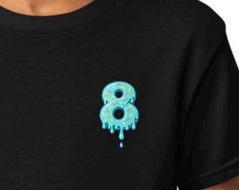 8th Birthday Shirt for Boy or Girl Ice Cream Drip Number Tee Modern Kids Graphic Top Age 8 Party Outfit