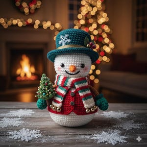Christmas Tree Ornament Crochet Pattern: Snowman , Xmas Toy Gift Amigurumi For Holiday Home Decor