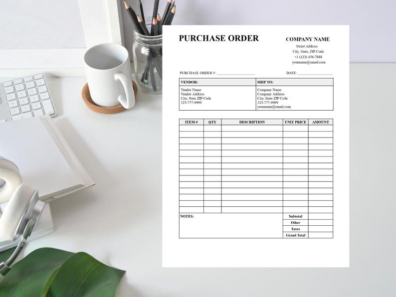 Purchase Order Template | Printable PO Form for Small Business ...