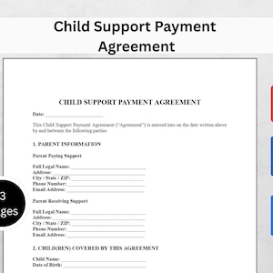 Child Support Payment Agreement Template | Editable Legal Form | Parental Support & Co-Parenting (Digital Download)