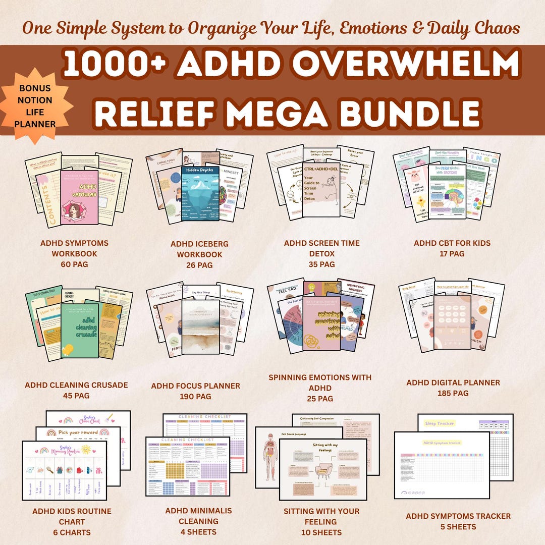 ADHD Overwhelm Relief Mega Bundle | 1000+ Planners, Emotional ...
