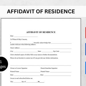 Plantilla de Declaración Jurada de Residencia / Verificación de Domicilio Notarial / Word, PDF y Google Docs editables
