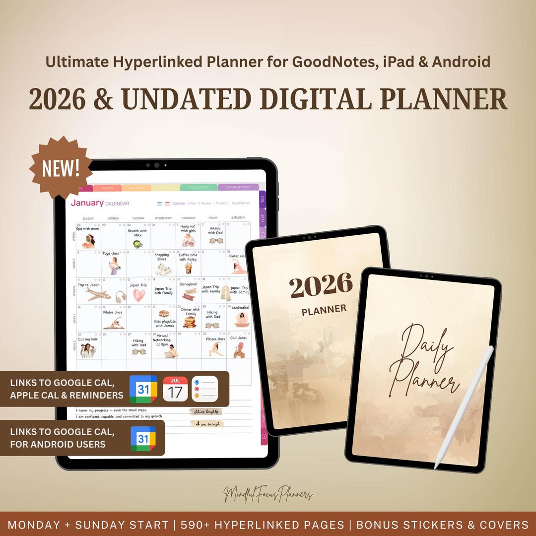2026 Digital Life Planner + Undated Version for iPad | Goodnotes ...