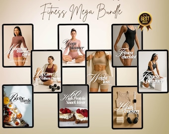Fitness & Wellness Planner Bundle | Weight Loss, Habit Tracker (Digital Guides)