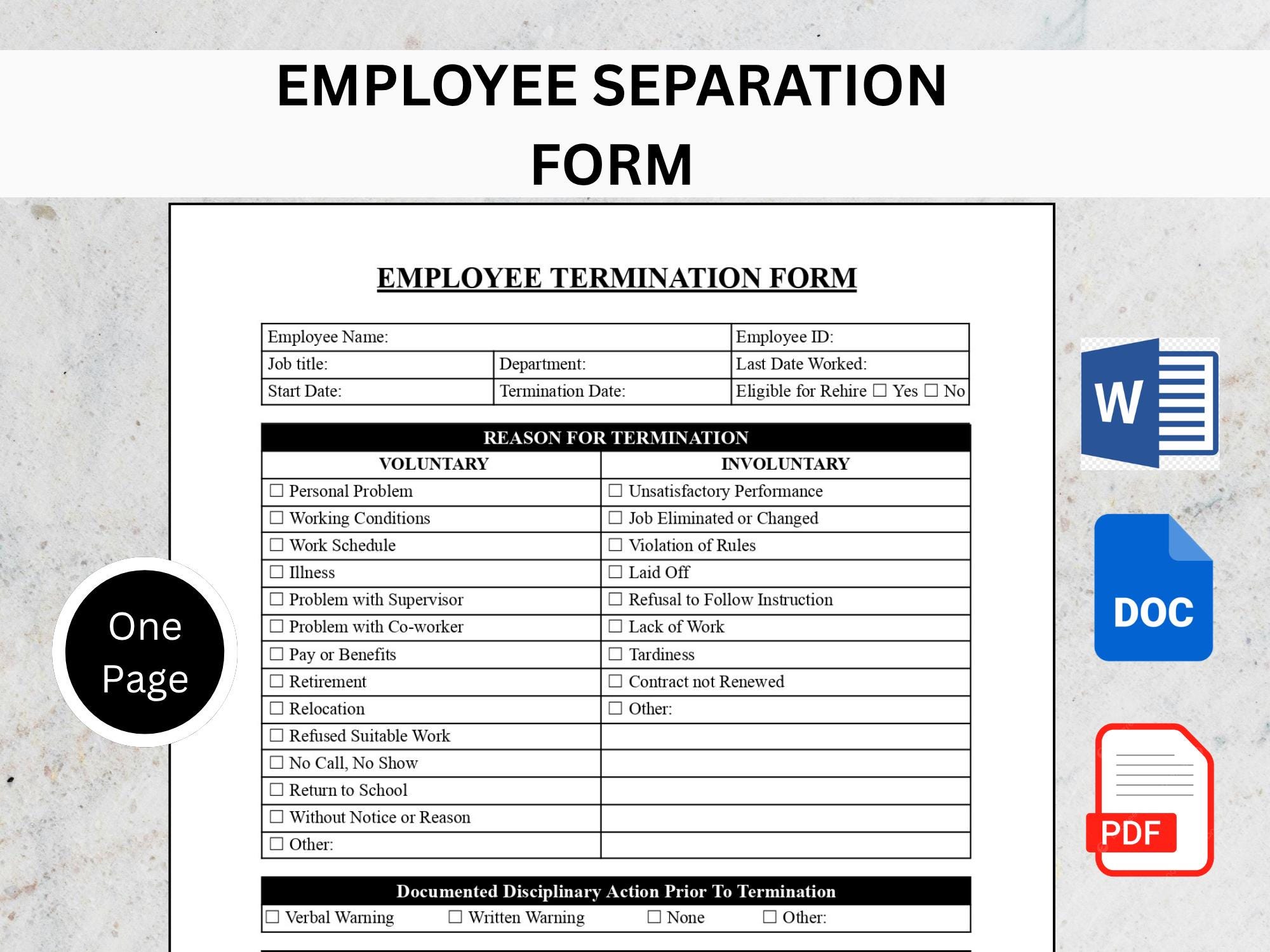 Separation Sheet Employee Separation Form Template | HR Exit & Offboarding Checklist ...