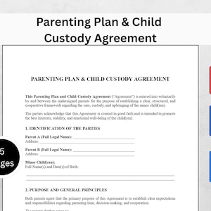 Bewerkbare sjabloon voor co-ouderschapsplan | Voogdijovereenkomst | Ouderschapsovereenkomst (pdf, Word, Google Docs)