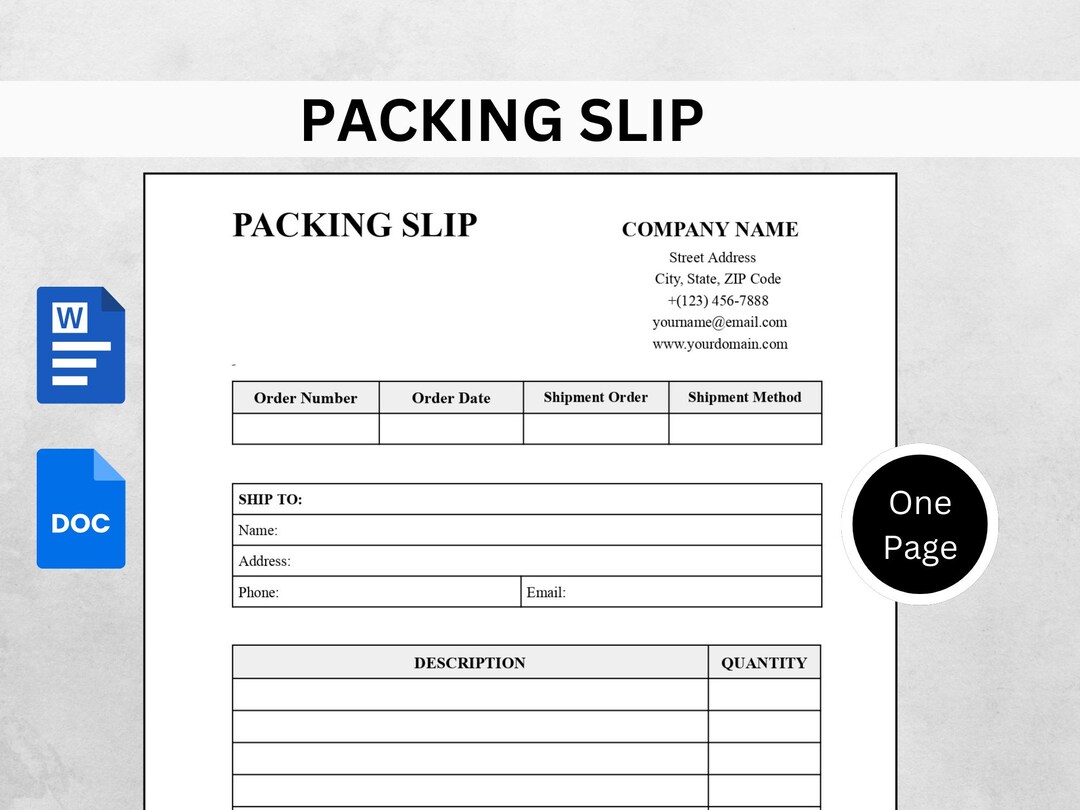 Editable Packing Slip Template | Small Business Shipping Form (docs ...