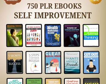 750 Self Improvement eBooks Bundle | PLR & MRR Resell Rights (Digital Download)